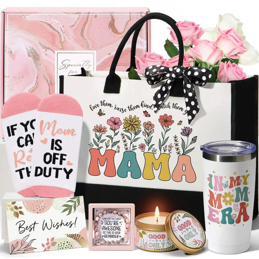 Gifts for Mom Valentines Day Gifts from Daughter Son kids Best Mom Birthday Gifts Basket for Mom Women Mother-in-Law Mom Mothers Day Gifts New Mom Gifts for Wife from Husband with Tote Bag Tumbler Feral Fusion Tees