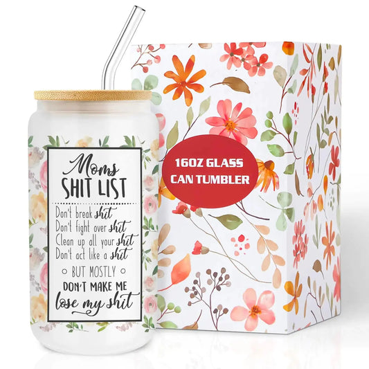 VOOMIKON Mothers Day Gifts for Mom from Daughter Son Gifts for Mom Mama Wife Personalized Birthday Gifts for Mom Women Presents - 16 oz Glass Cup Feral Fusion Tees