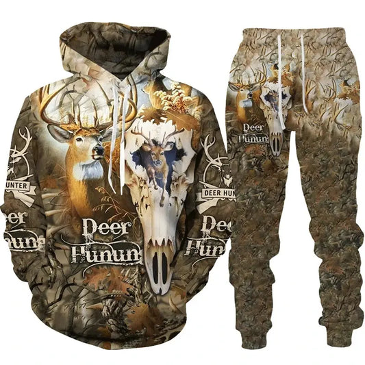 Man Woman Casual Hoodie + Pants 2pcs Country Girl Deer Hunting 3D Print Tracksuit Set Set Fashion Camo Streetwear Pullover Clothes Feral Fusion Tees