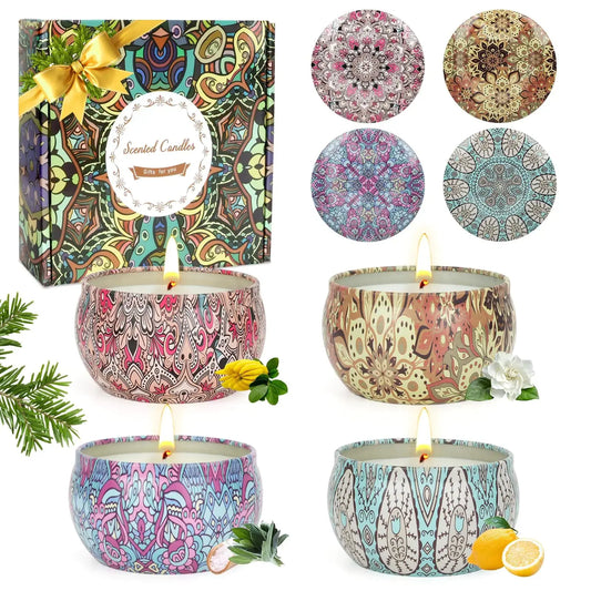Scented Candles Gifts for Women 4 Pack Aromatherapy Candle Up to 90 Hours Home Scented Candles Set Soy Wax Candles for Christmas Day Birthday Mothers Day Valentines Day Feral Fusion Tees