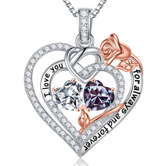 Forever Love Heart Birthstone Necklace – A Meaningful Gift for Mother's Day Feral Fusion Tees